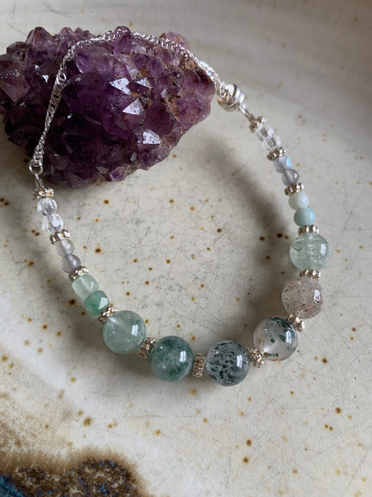 Gaia Bracelet - Green Phantom Quartz, Quartz, Amazonite