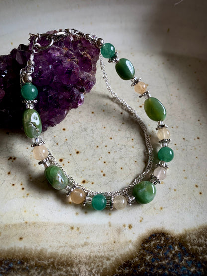 Kyrene Bracelet - Green Aventurine with Citrine and Green Garnet