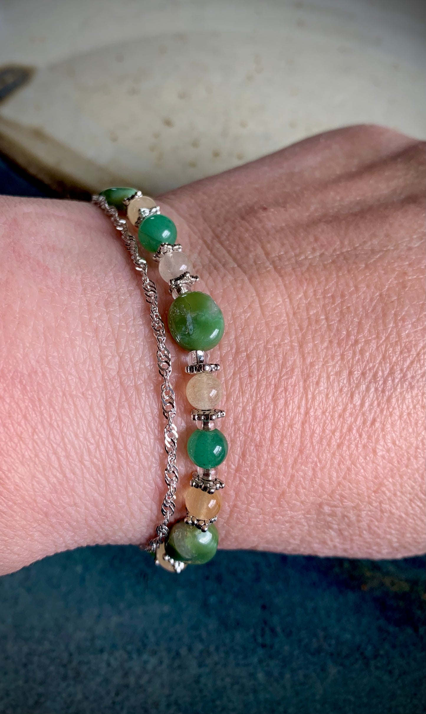 Kyrene Bracelet - Green Aventurine with Citrine and Green Garnet