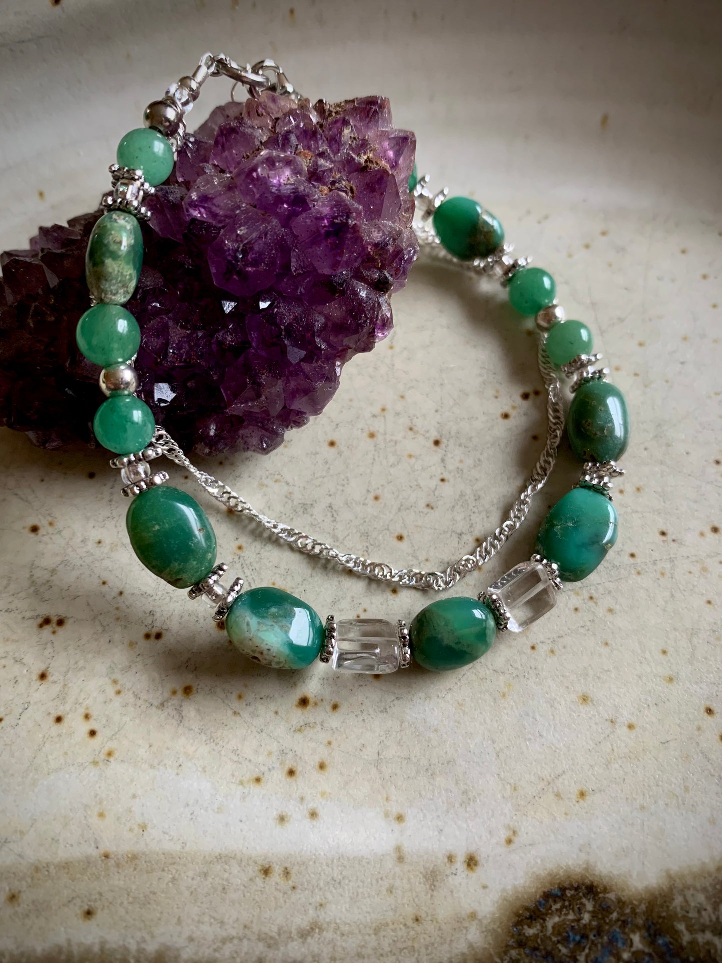 Eluna Bracelet - Green Aventurine and Quartz