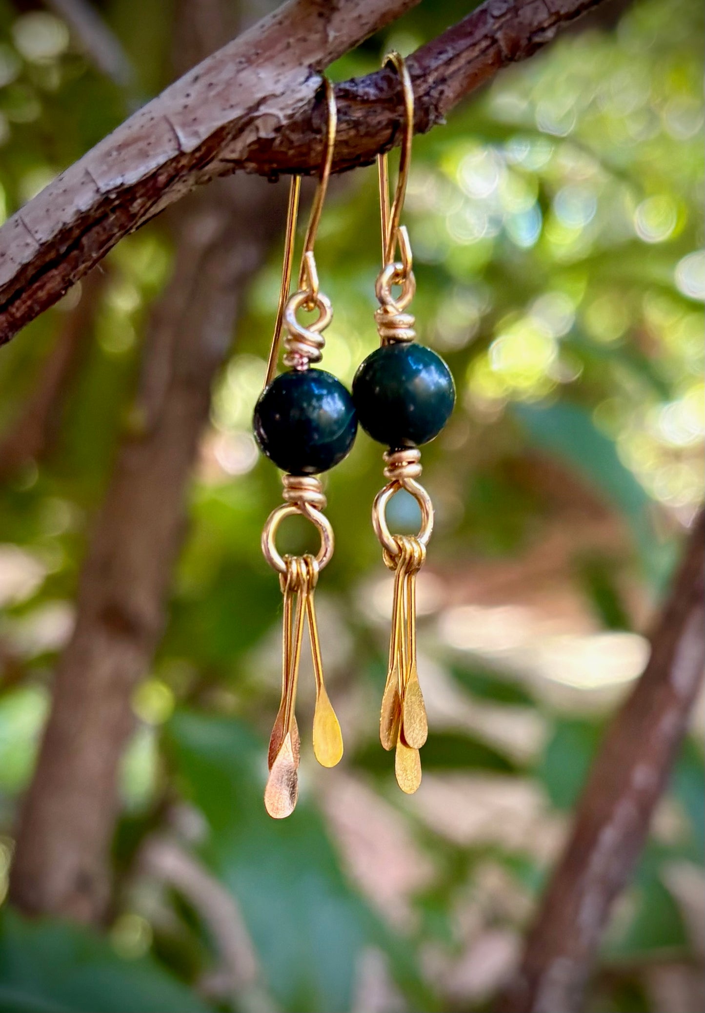 Morea Earrings - Ziosite and Gold Dangles