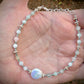 Enceladus Bracelet - Freshwater Coin Pearl with Amazonite and Fluorite