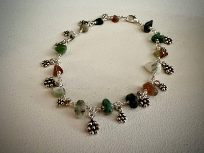 Halimede Bracelet - Fancy Jasper with Flower Dangles