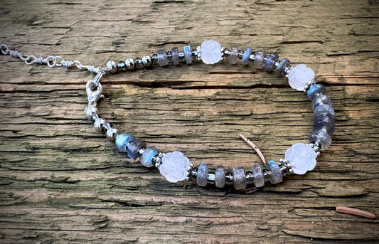 Borealis Bracelet - Labradorite and Carved Quartz