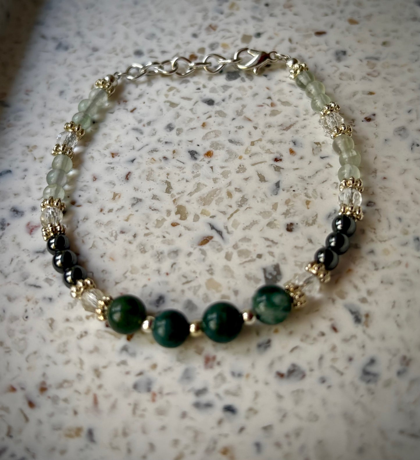 Alsea Bracelet - Fancy Jasper, Quartz, Hematite, Fluorite