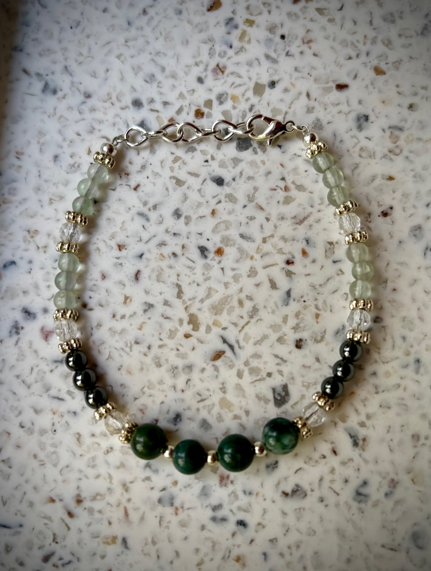 Alsea Bracelet - Fancy Jasper, Quartz, Hematite, Fluorite