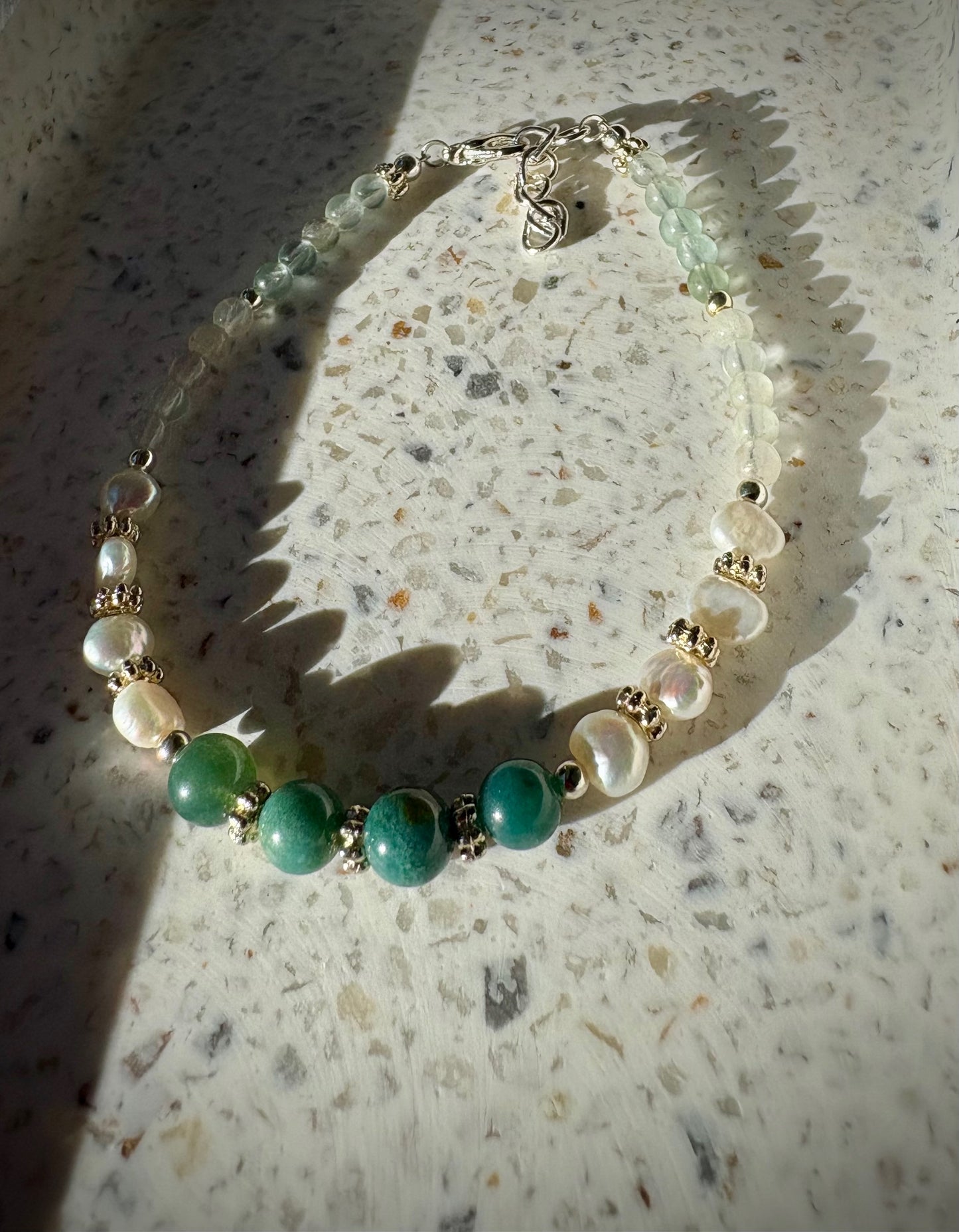 Galatea Bracelet - Fancy Jasper, Pearls, Fluorite