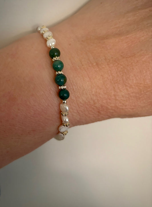 Galatea Bracelet - Fancy Jasper, Pearls, Fluorite