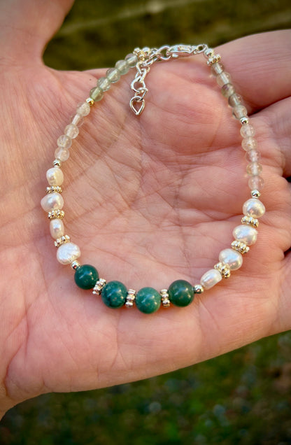 Galatea Bracelet - Fancy Jasper, Pearls, Fluorite