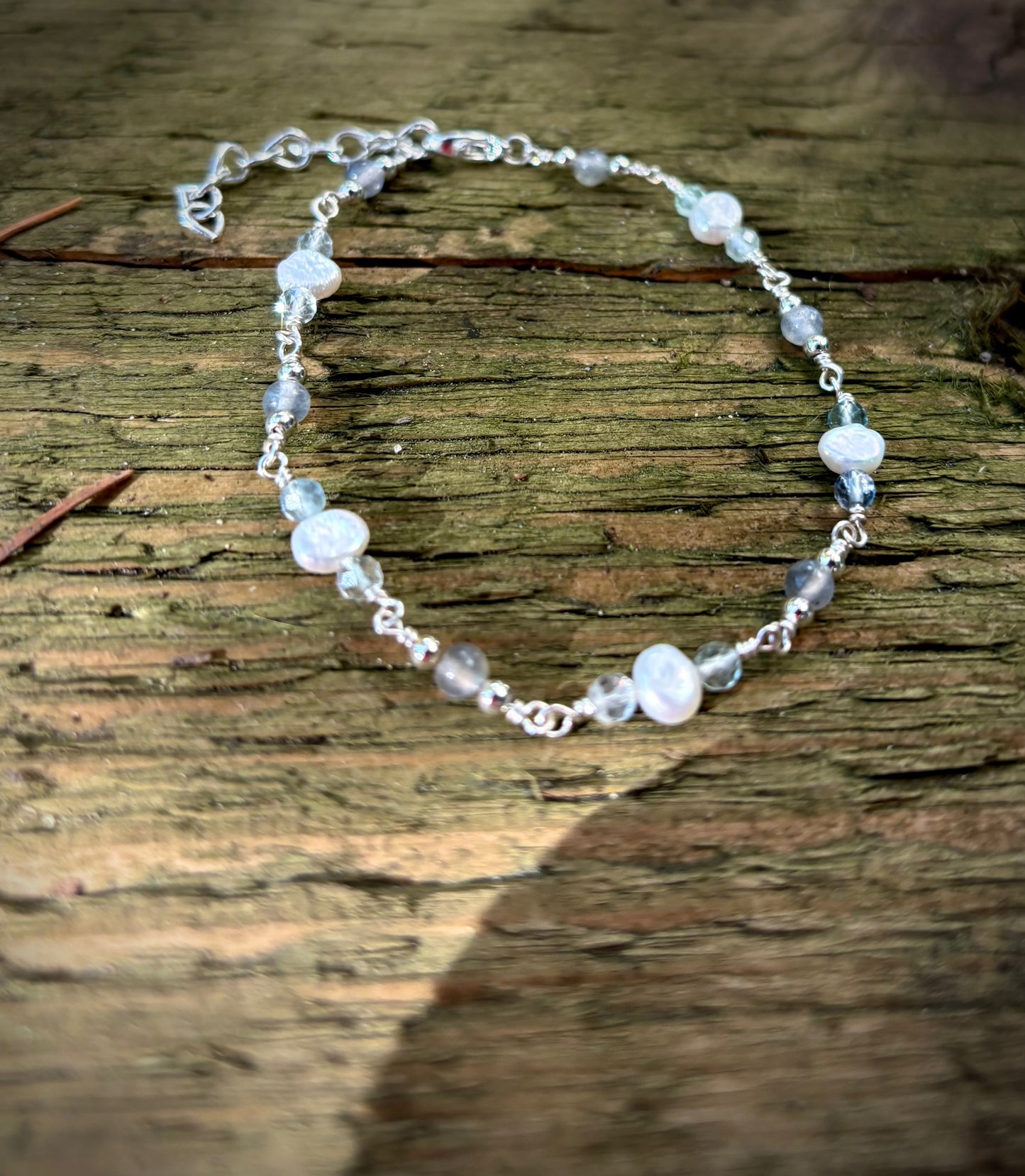 Cisne Bracelet - Pearl, Labradorite, Faceted Fluorite