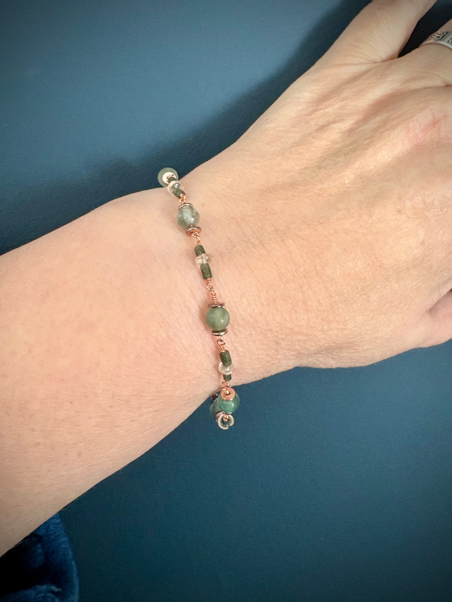 Ptelea Bracelet - Fluorite, Misty Quartz, and Jade