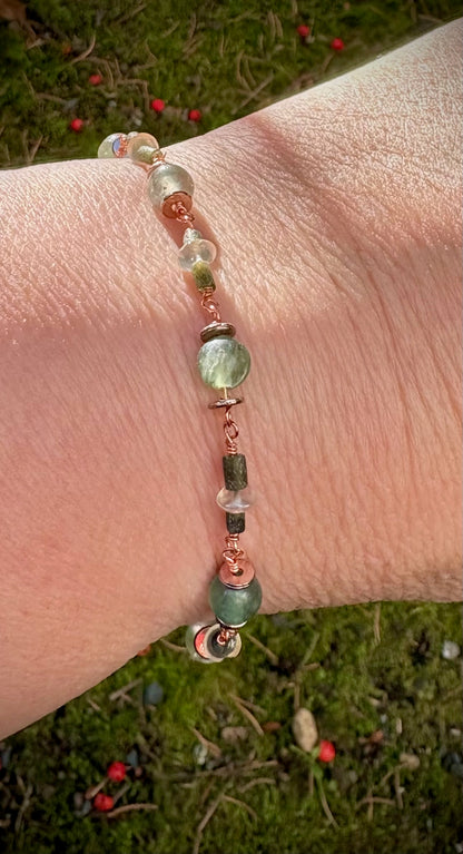 Ptelea Bracelet - Fluorite, Misty Quartz, and Jade