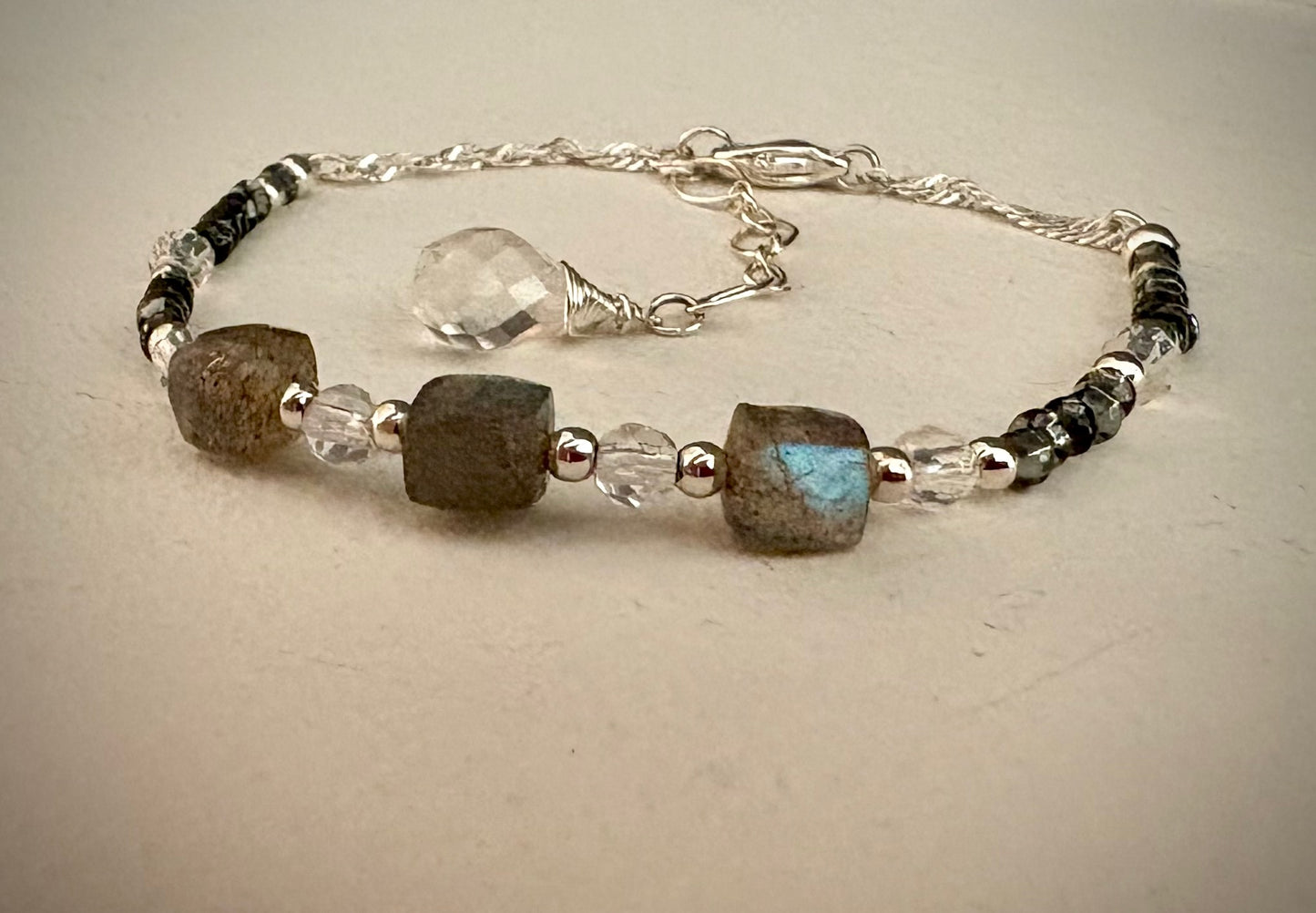 Zephyrus Bracelet - Labradorite, Quartz, Swarovski Crystal