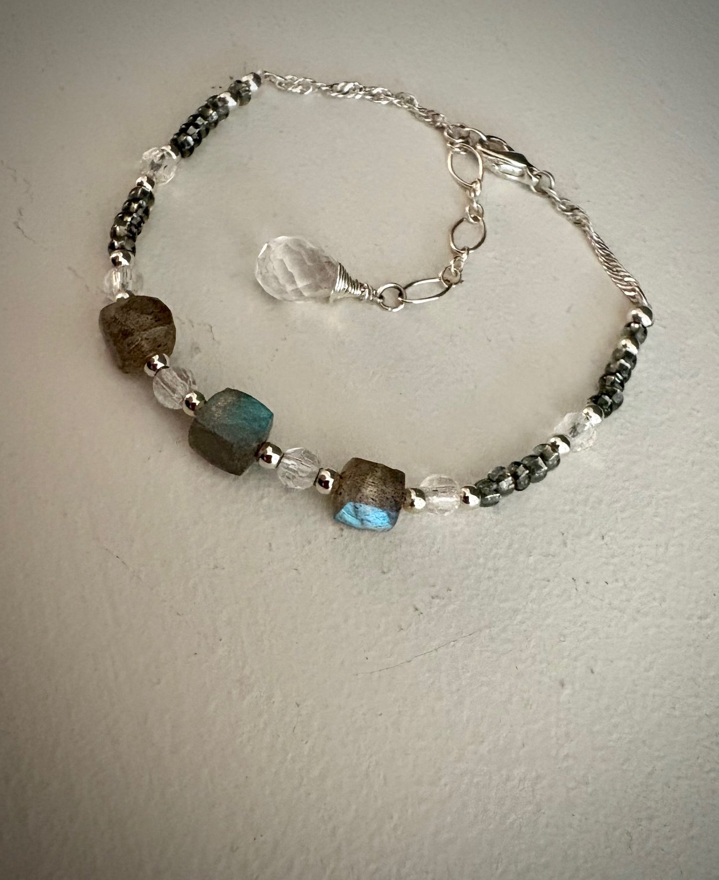 Zephyrus Bracelet - Labradorite, Quartz, Swarovski Crystal