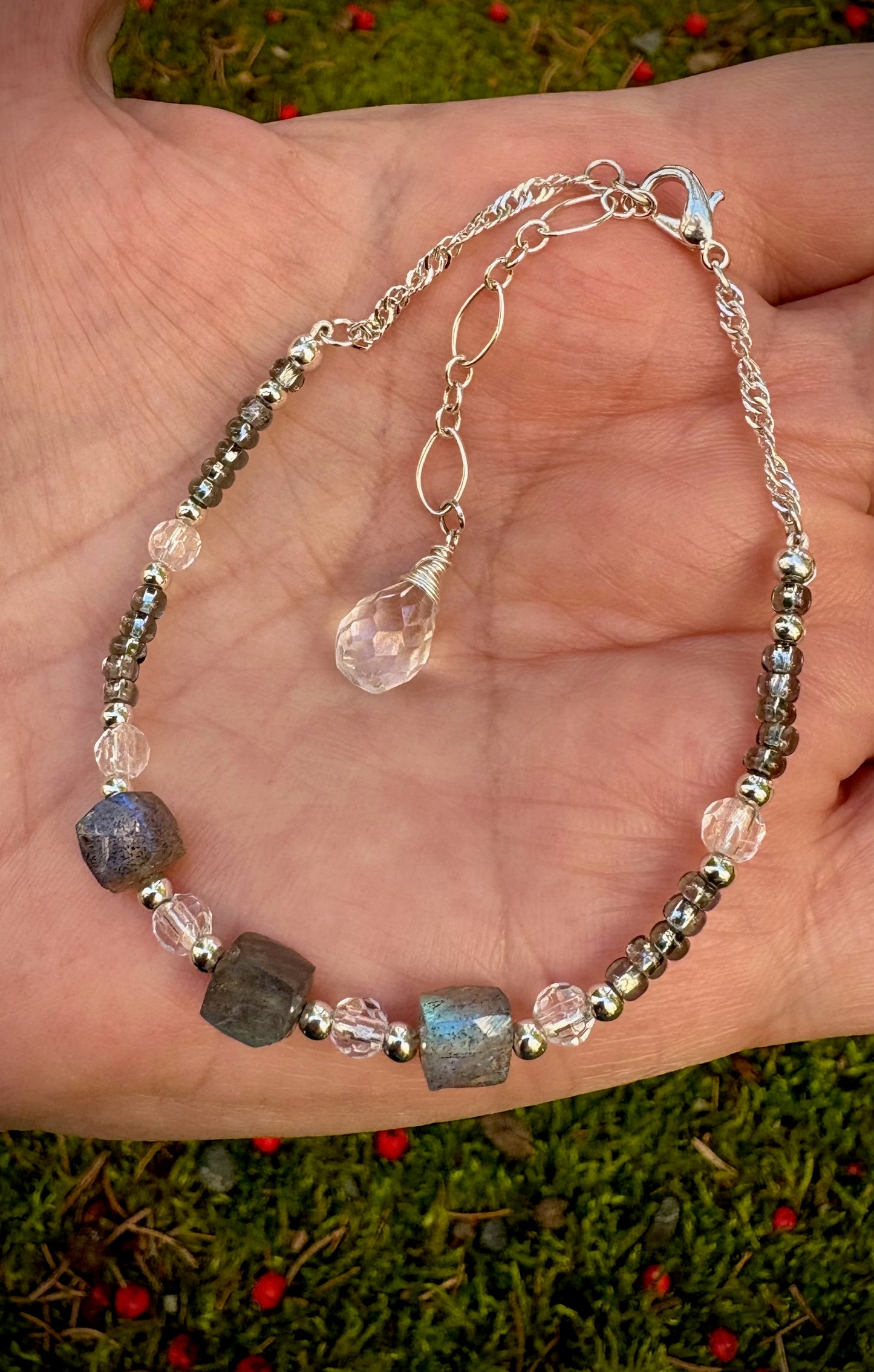 Zephyrus Bracelet - Labradorite, Quartz, Swarovski Crystal