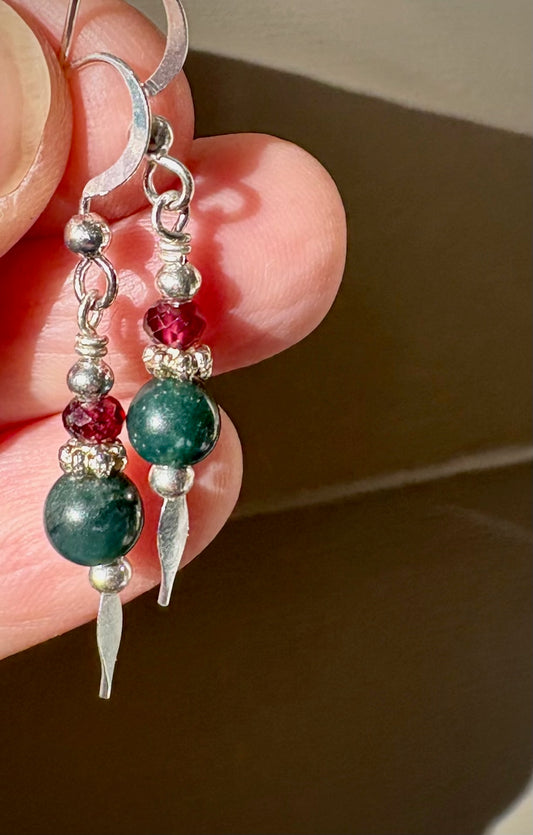 Acebo Earrings - Fancy Jasper and Garnet