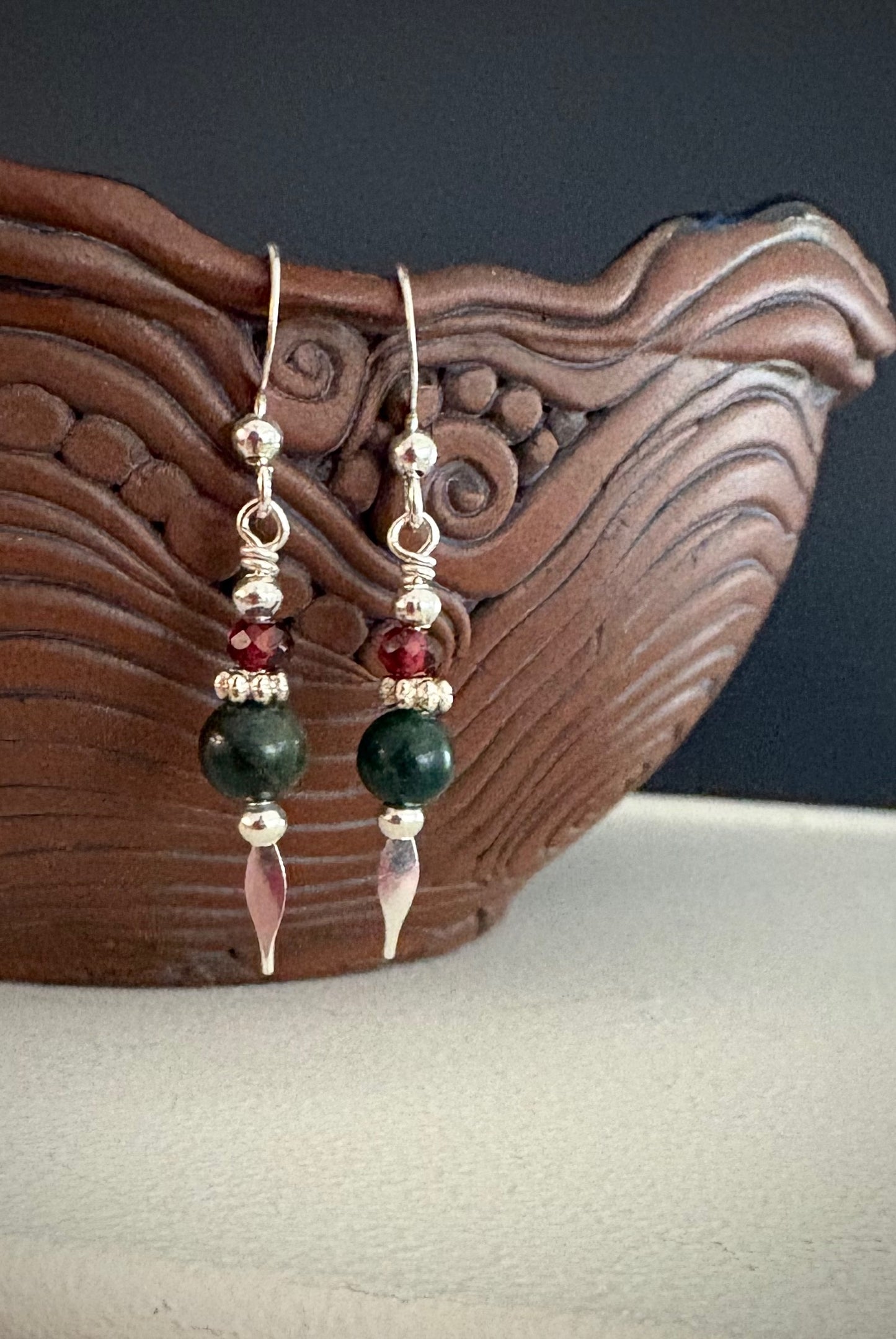 Acebo Earrings - Fancy Jasper and Garnet