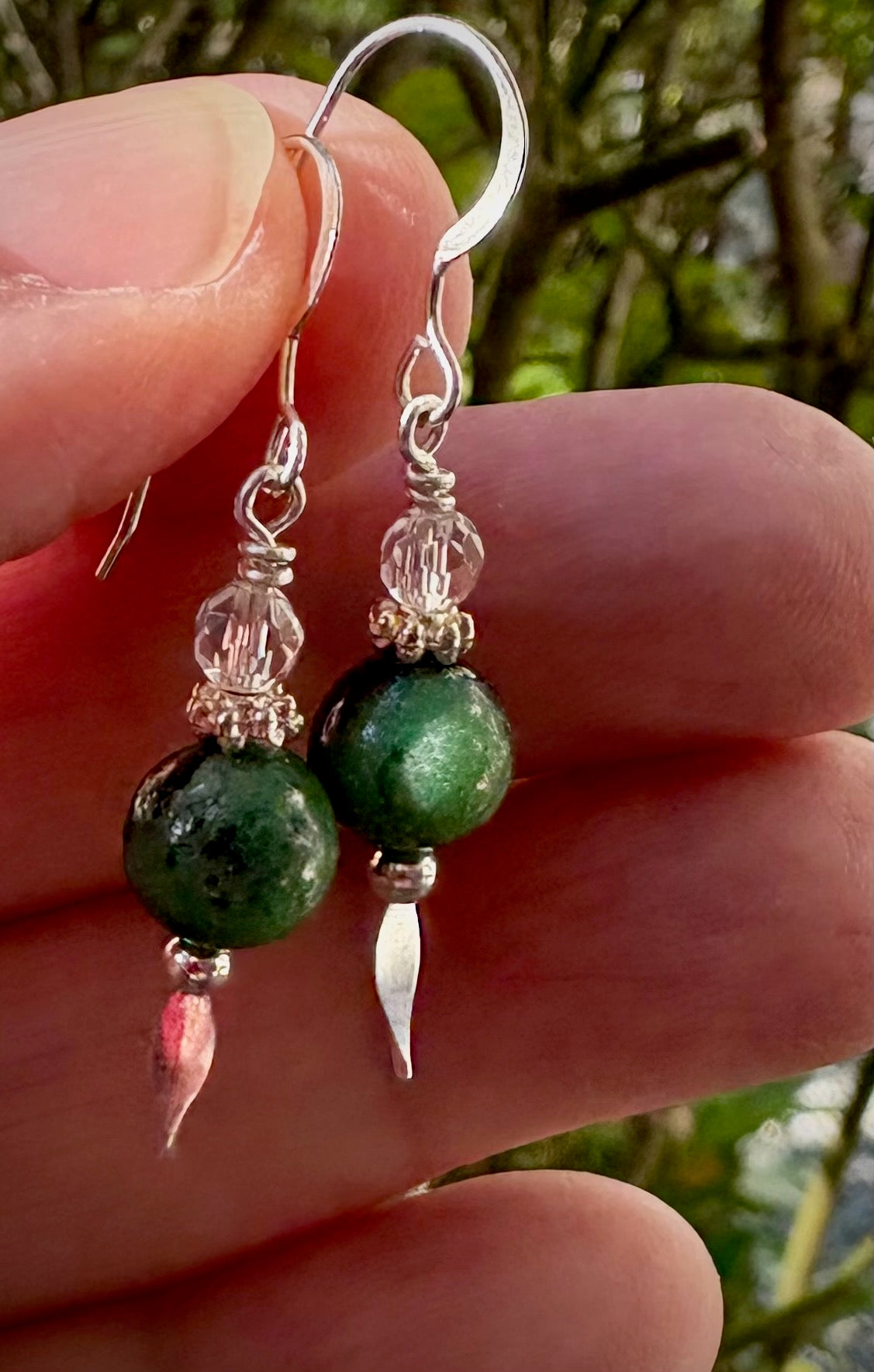 Eurus Earrings - Ruby Ziosite and Crystal