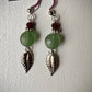 Ibis Earrings - Faceted Aqua Chalcedony and Garnet