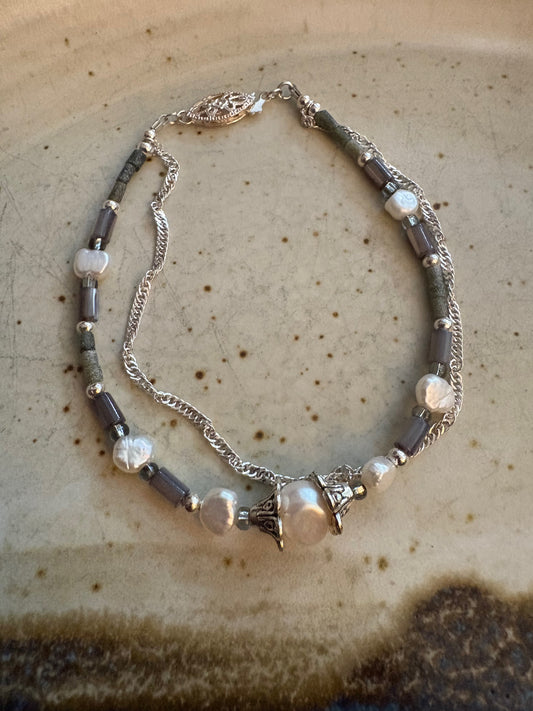 Pearline Bracelet - Pearl, Abalone, Jade