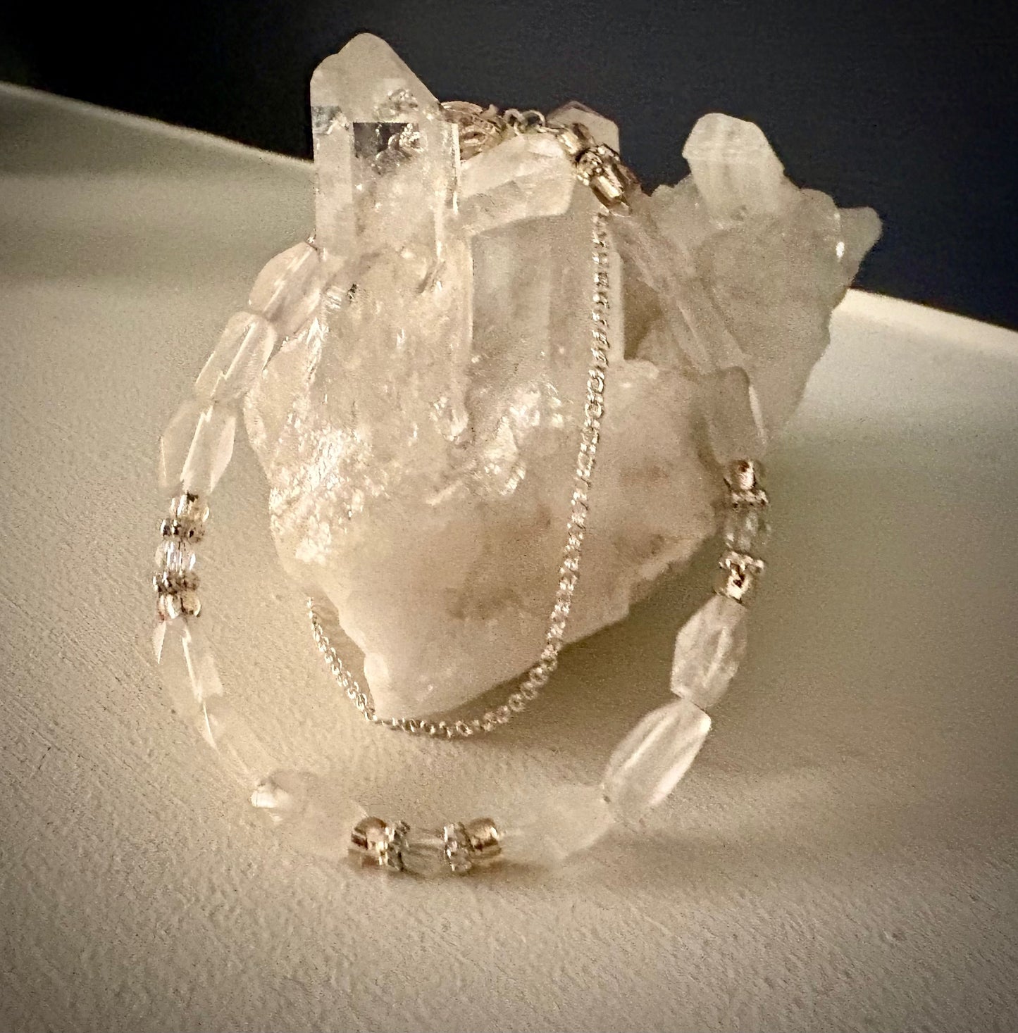 Pirene Bracelet - Rose Quartz and Stirling Silver