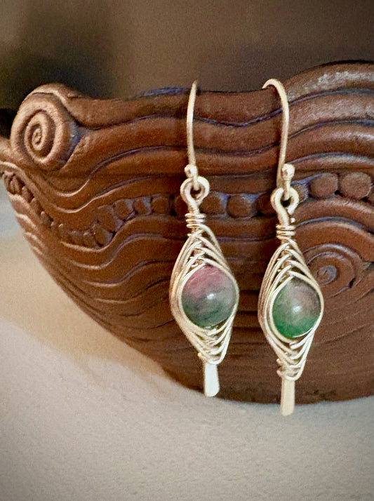 Emocionante Earrings - Purple and Green Fluorite