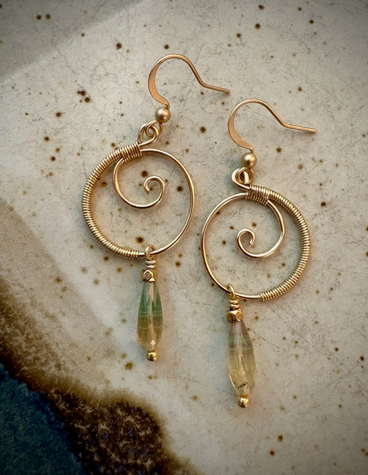 Favorecida Earrings - Fluorite, wire-wrapped