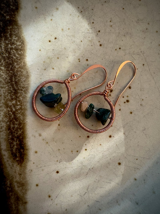 Madrugada Earrings - Copper Wire-Wrapped Fancy Jasper