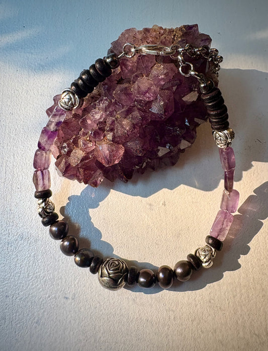 Thespia Bracelet - Amethyst and Peacock Pearl