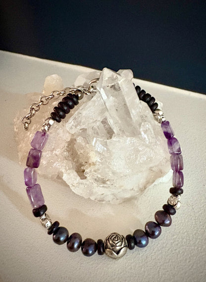 Thespia Bracelet - Amethyst and Peacock Pearl