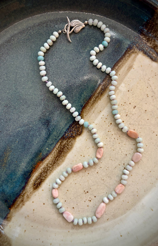 Onjya Necklace - Amazonite and Pink Peruvian Opal