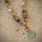 Tiara Necklace - Chalcedony, Pearl, and Amazonite on Wire Wrapped Copper