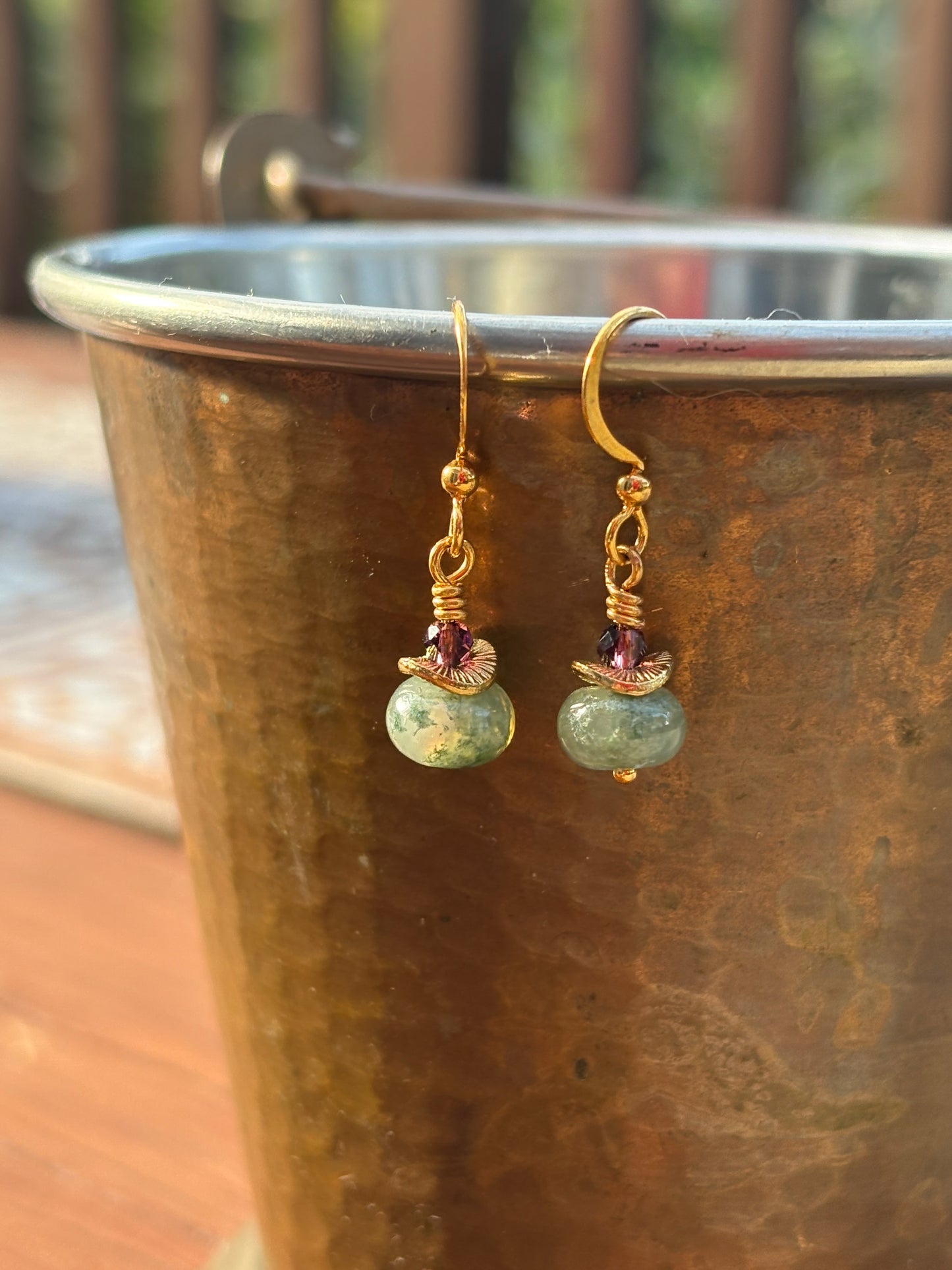 Efímero Earrings-Moss Agate and Crystal