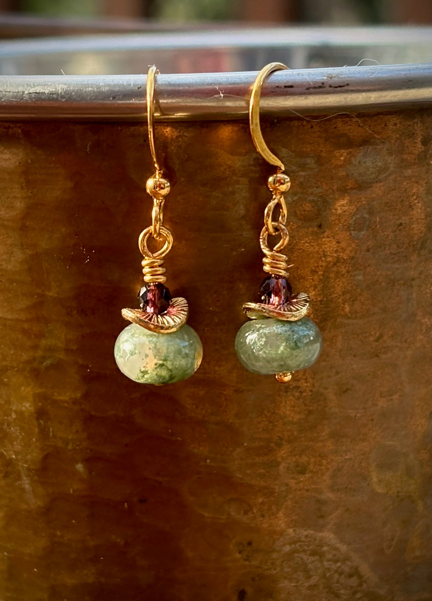 Efímero Earrings-Moss Agate and Crystal