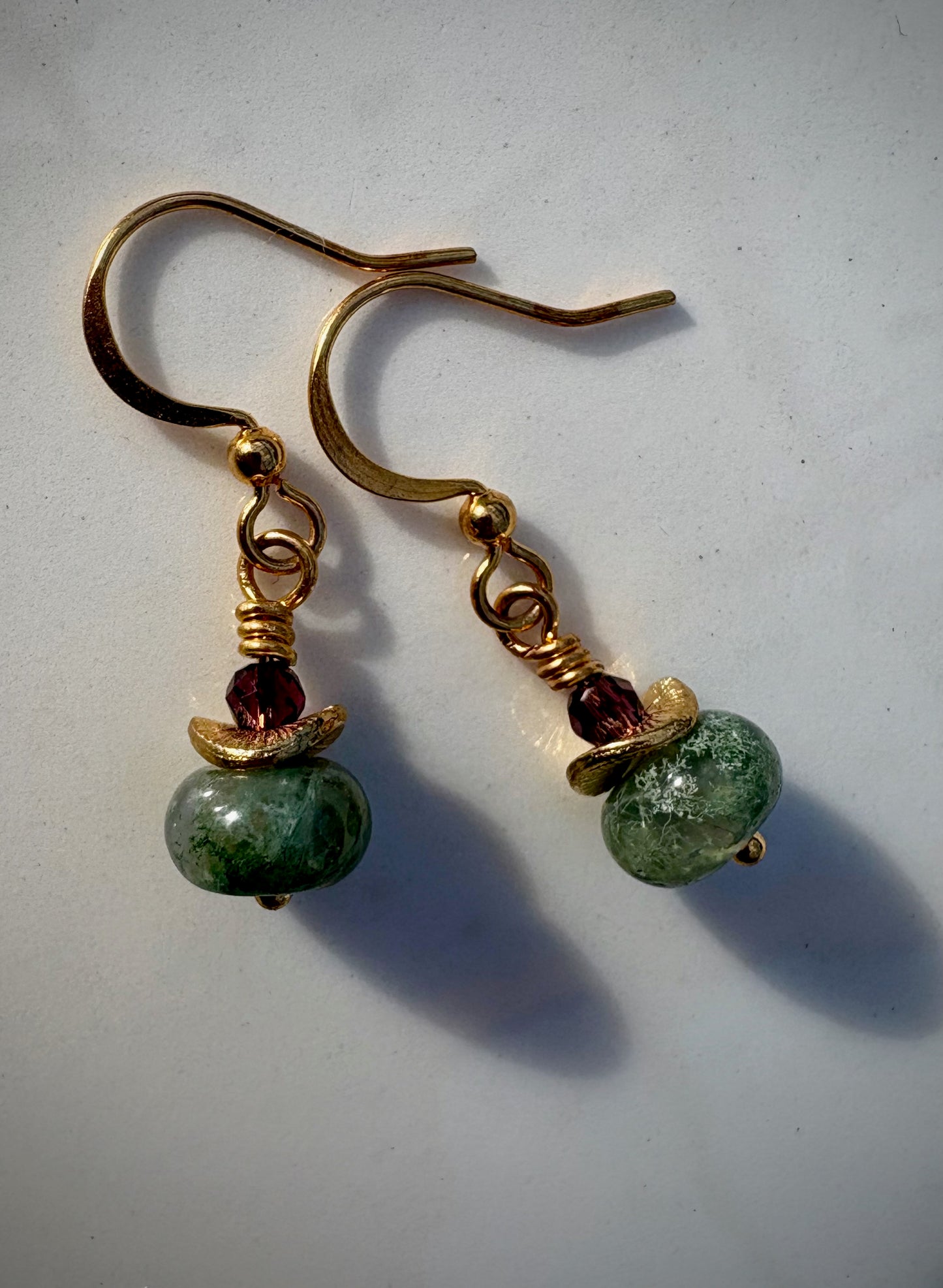 Efímero Earrings-Moss Agate and Crystal