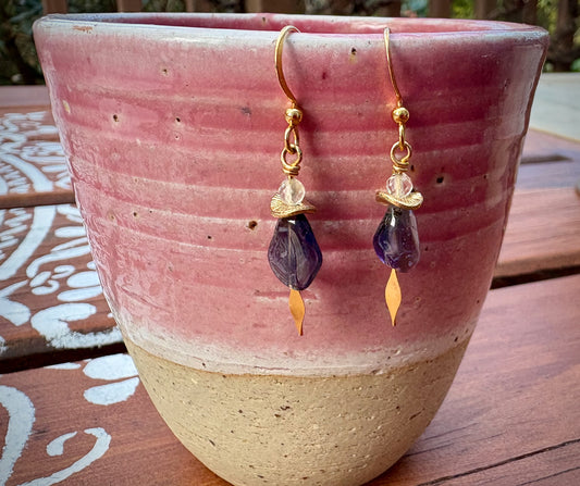 Ciruela Earrings - Iolite and Fluorite
