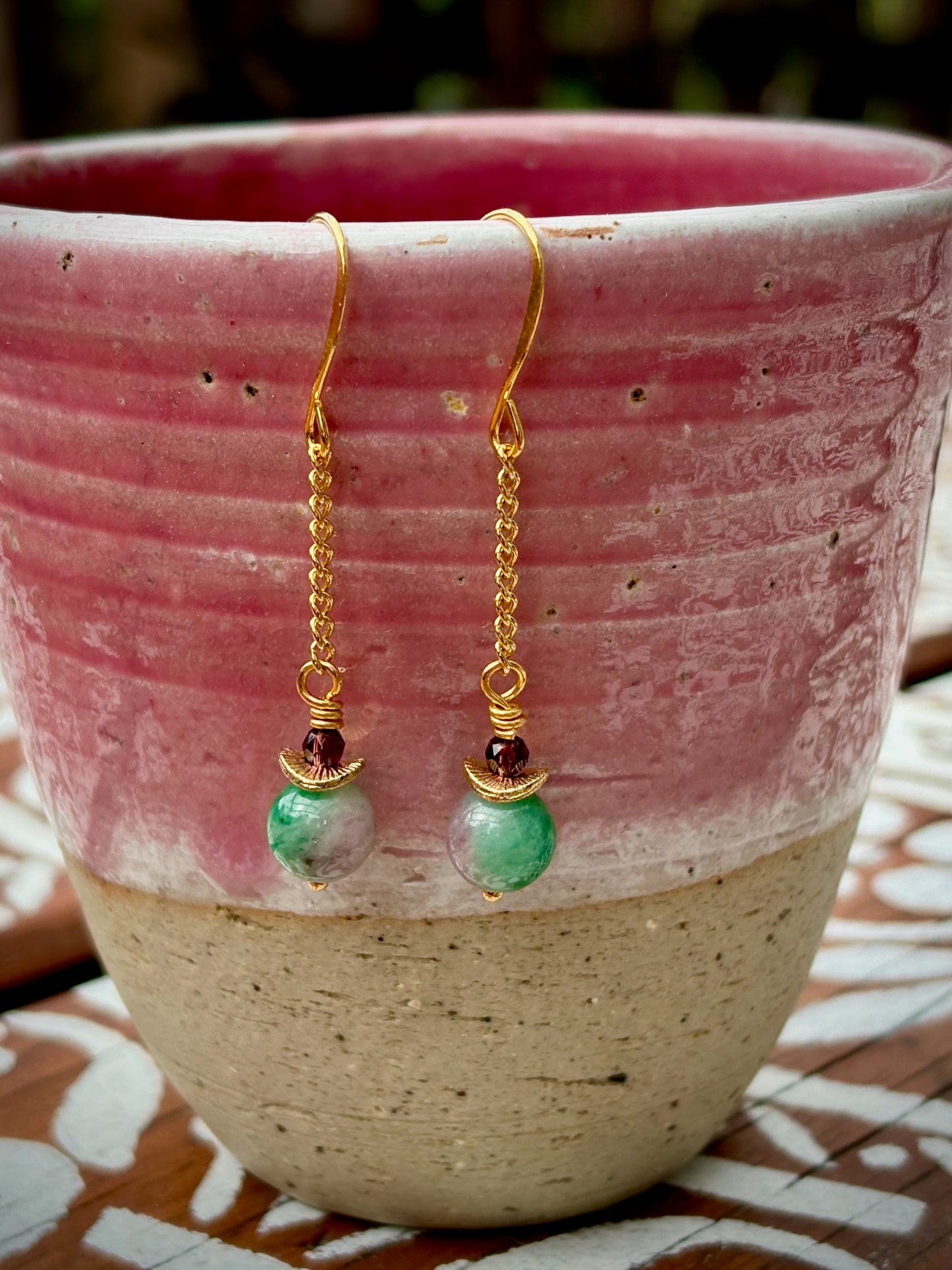 Estupenda Earrings - Fluorite and Crystal Drops