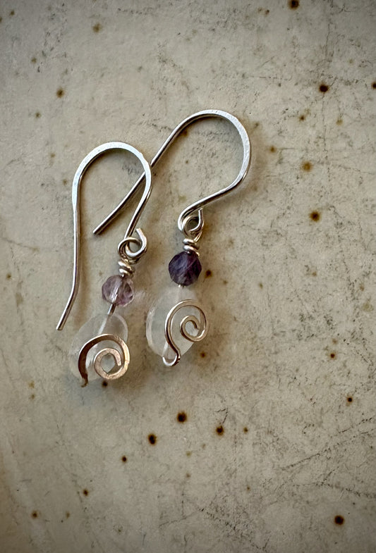 Espiral Earrings- Moonstone and Fluorite