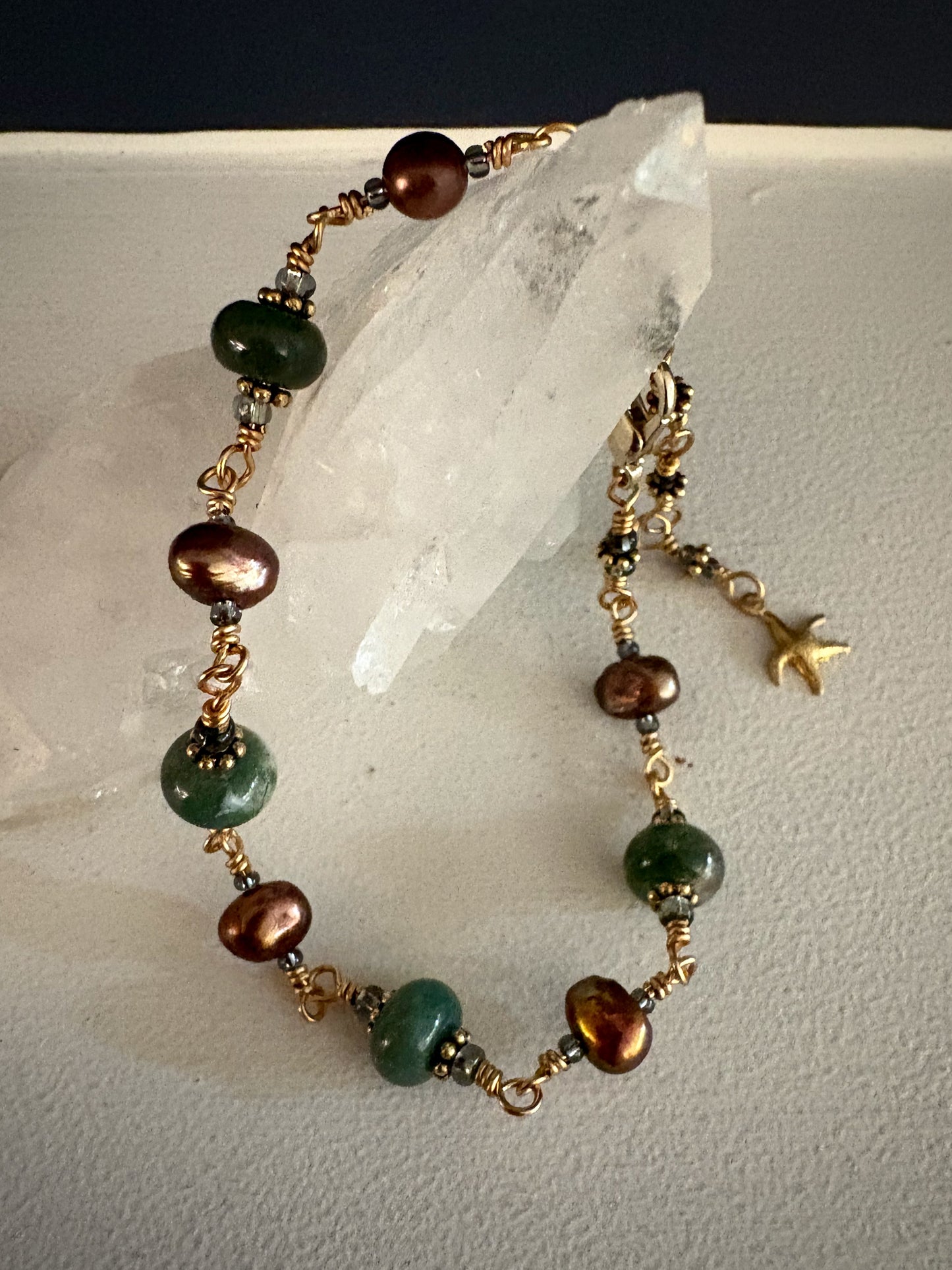 Cirrha Bracelet - Moss Agate and Pearl