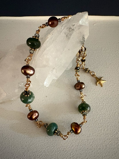 Cirrha Bracelet - Moss Agate and Pearl