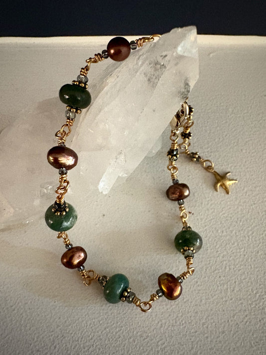 Cirrha Bracelet - Moss Agate and Pearl