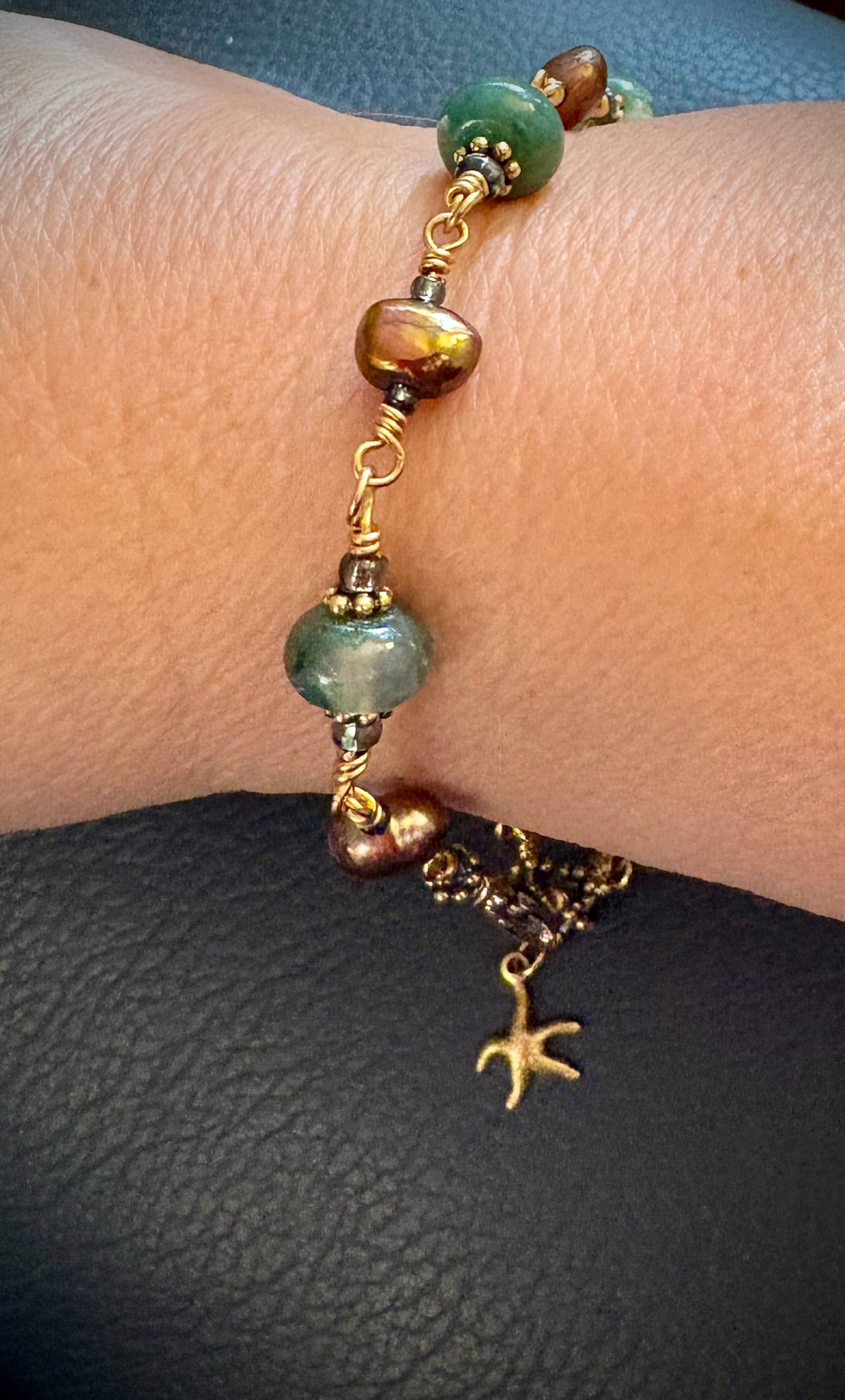 Cirrha Bracelet - Moss Agate and Pearl