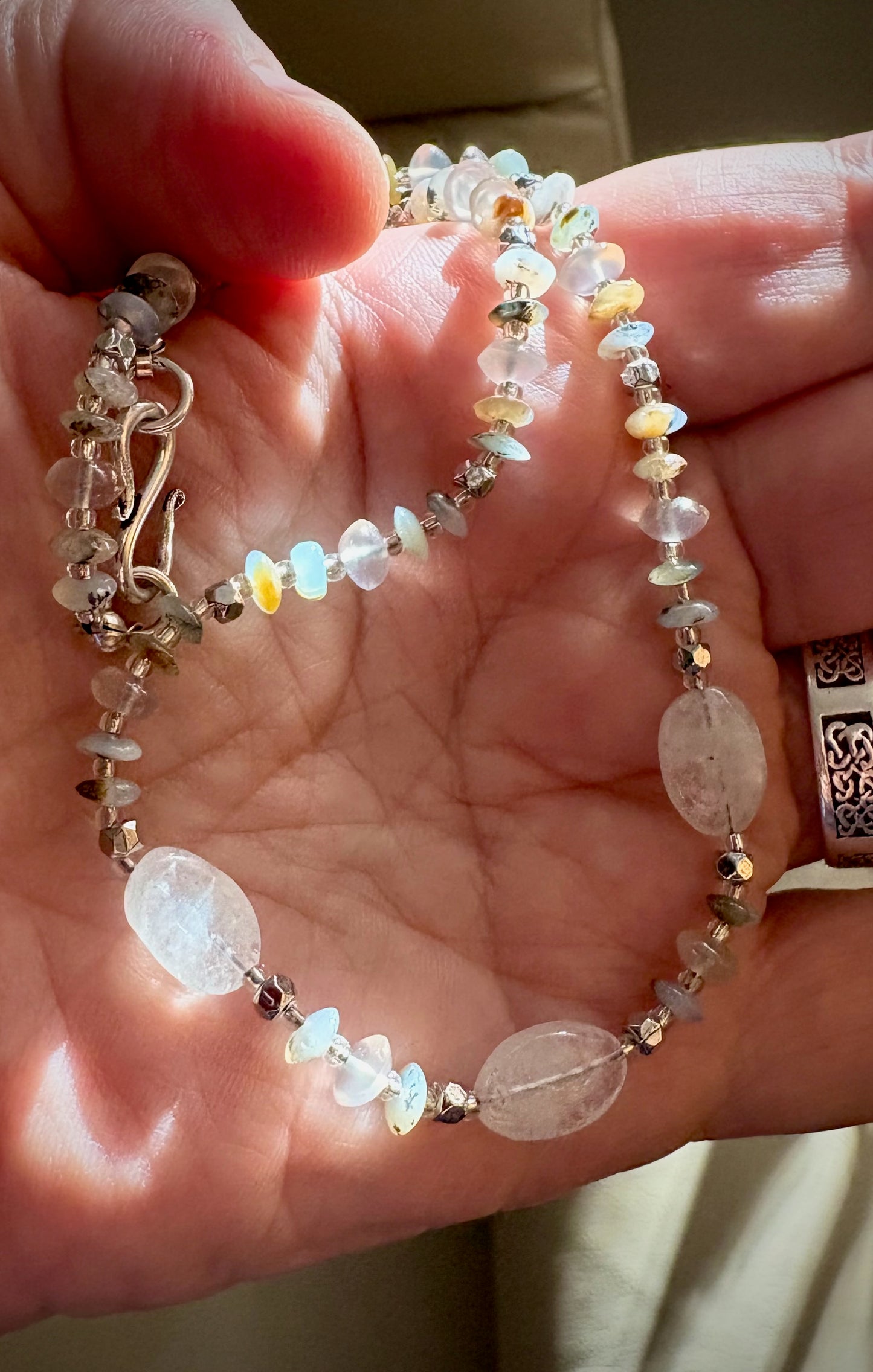 Rillwen Necklace - Moonstone, Amazonite, Misty Quartz