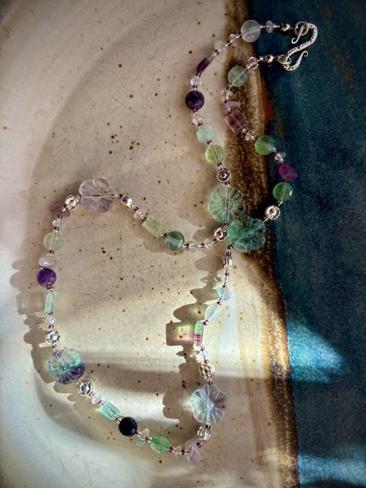 Fluora Necklace - Faceted and Carved Fluorite