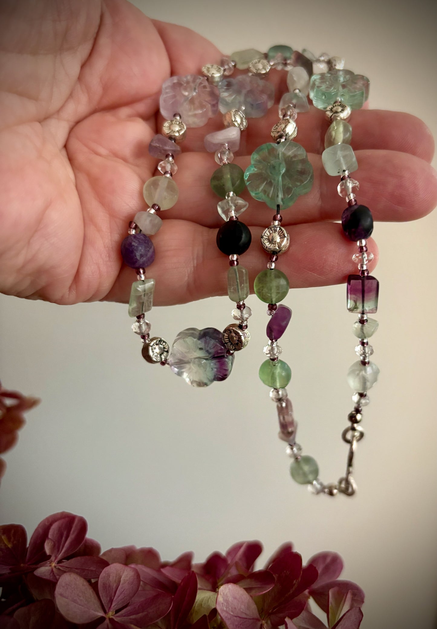 Fluora Necklace - Faceted and Carved Fluorite