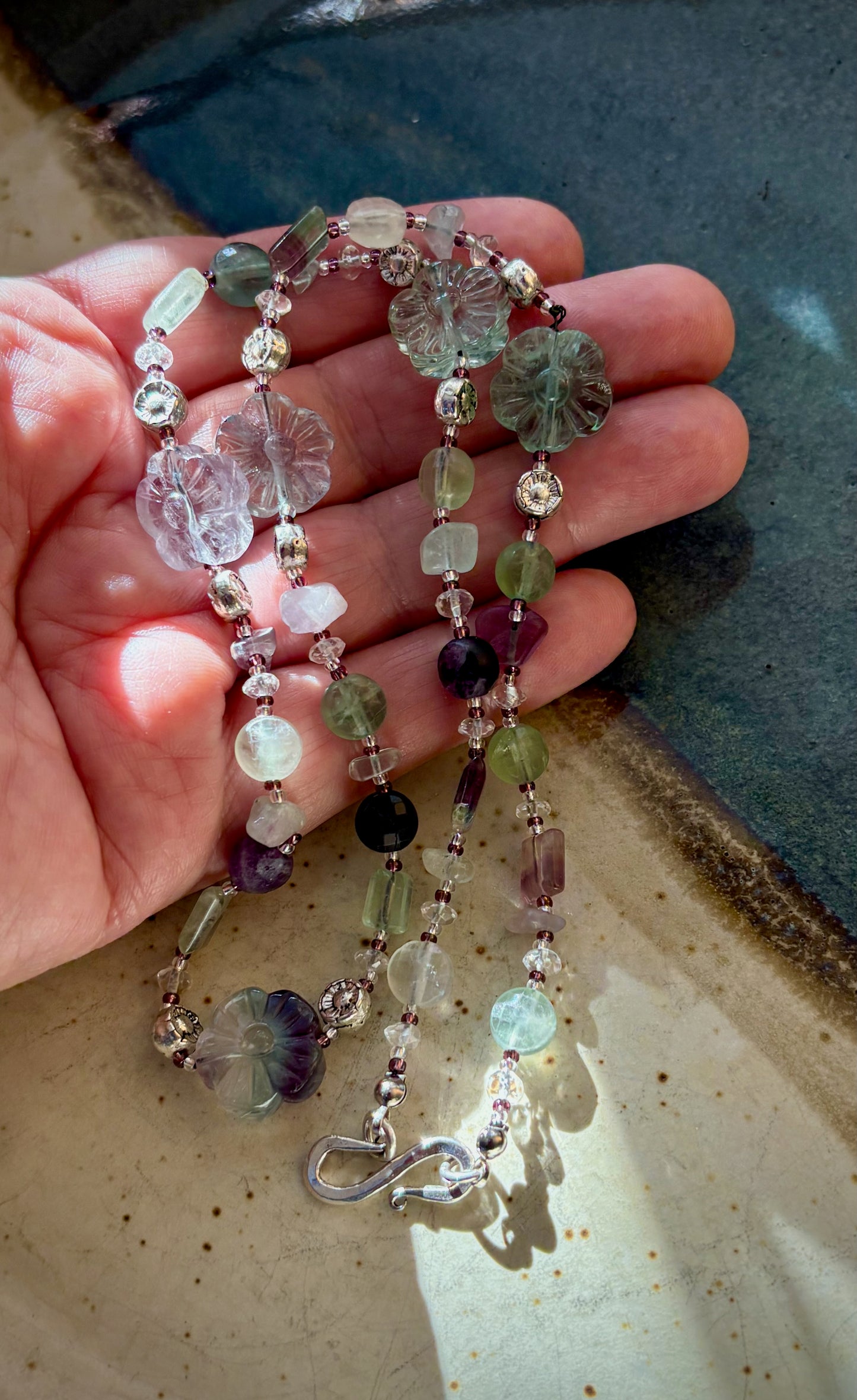 Fluora Necklace - Faceted and Carved Fluorite