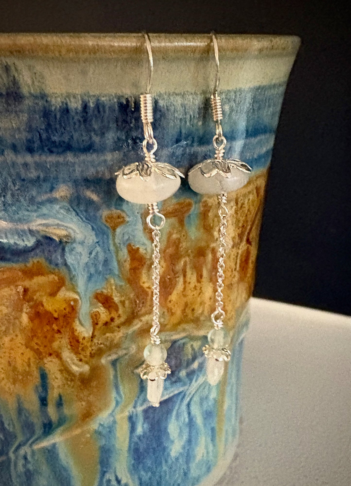 Aurora Earrings - Moonstone and Fluorite