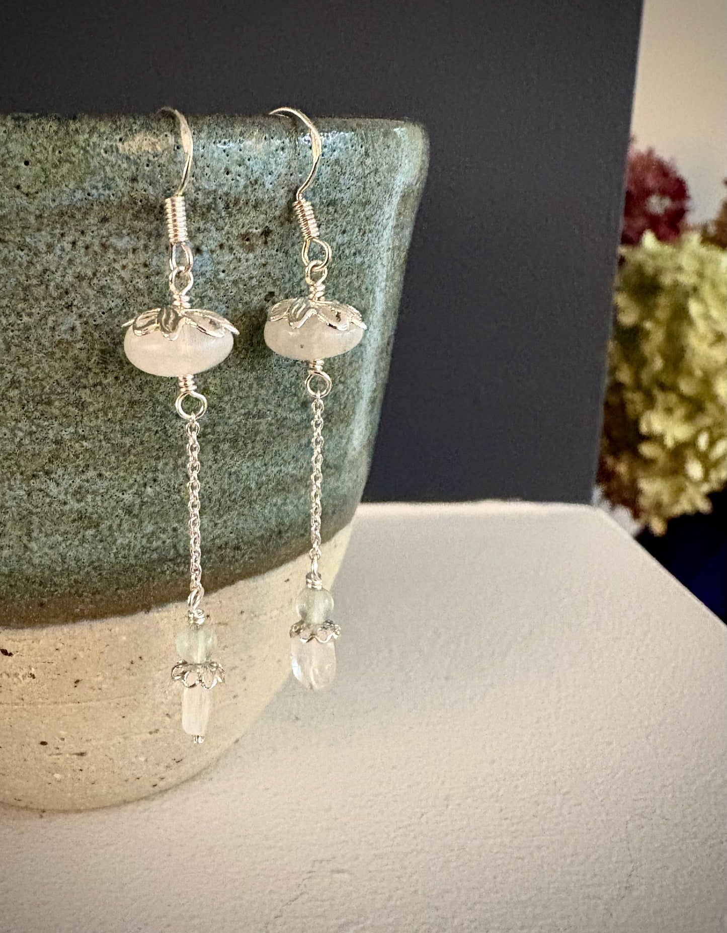 Aurora Earrings - Moonstone and Fluorite