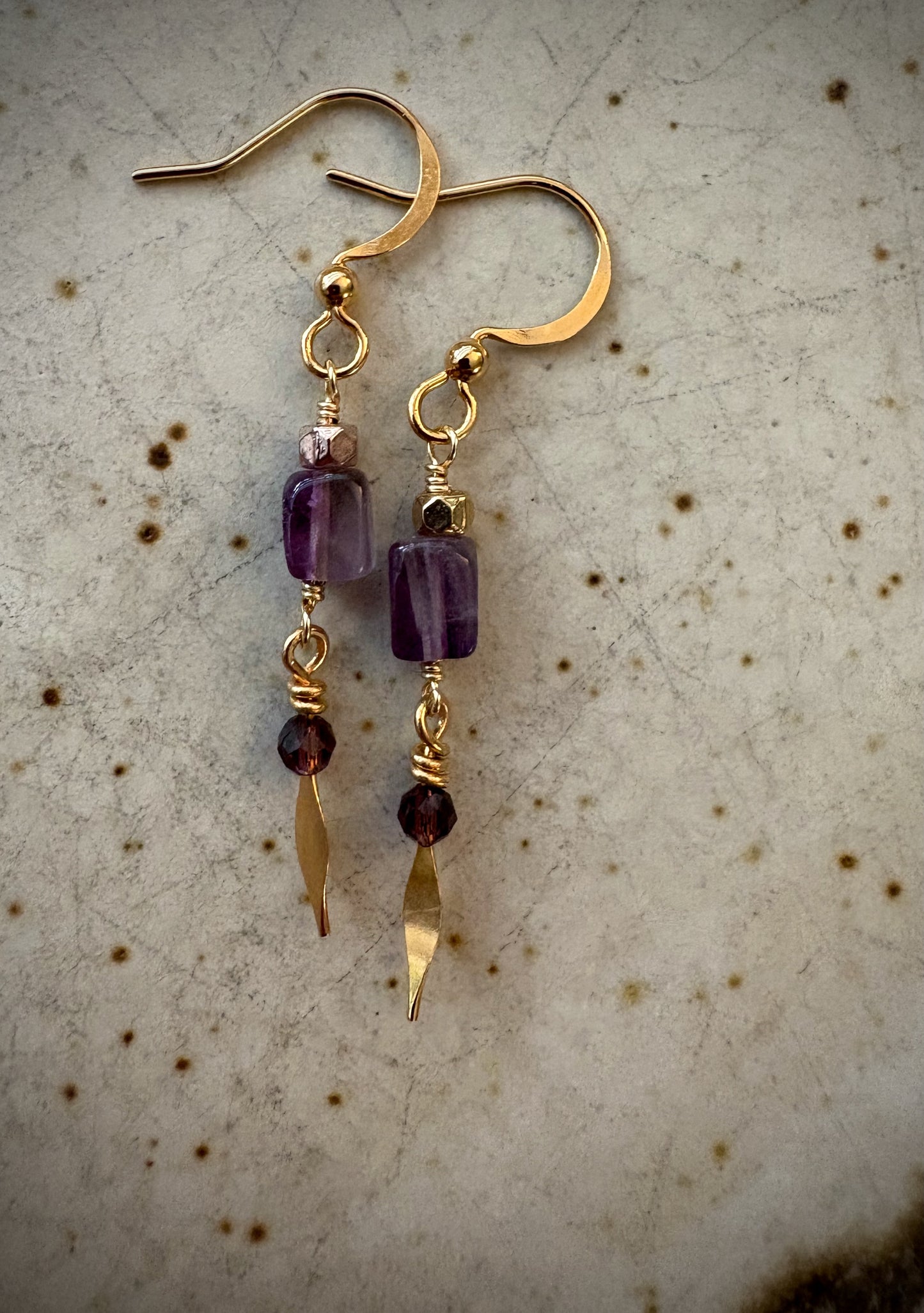 Aitana Earrings - Amethyst and Crystal