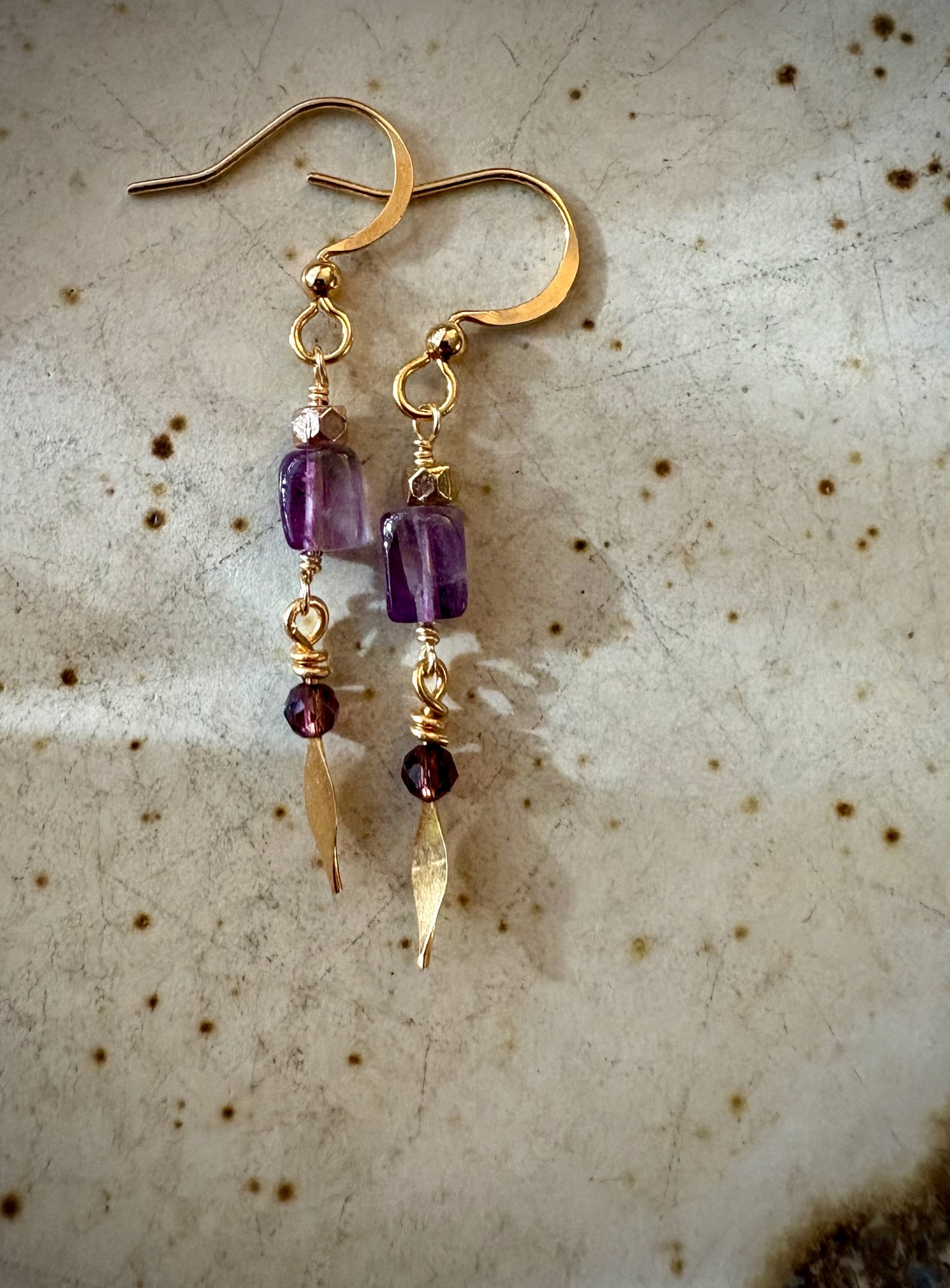 Aitana Earrings - Amethyst and Crystal